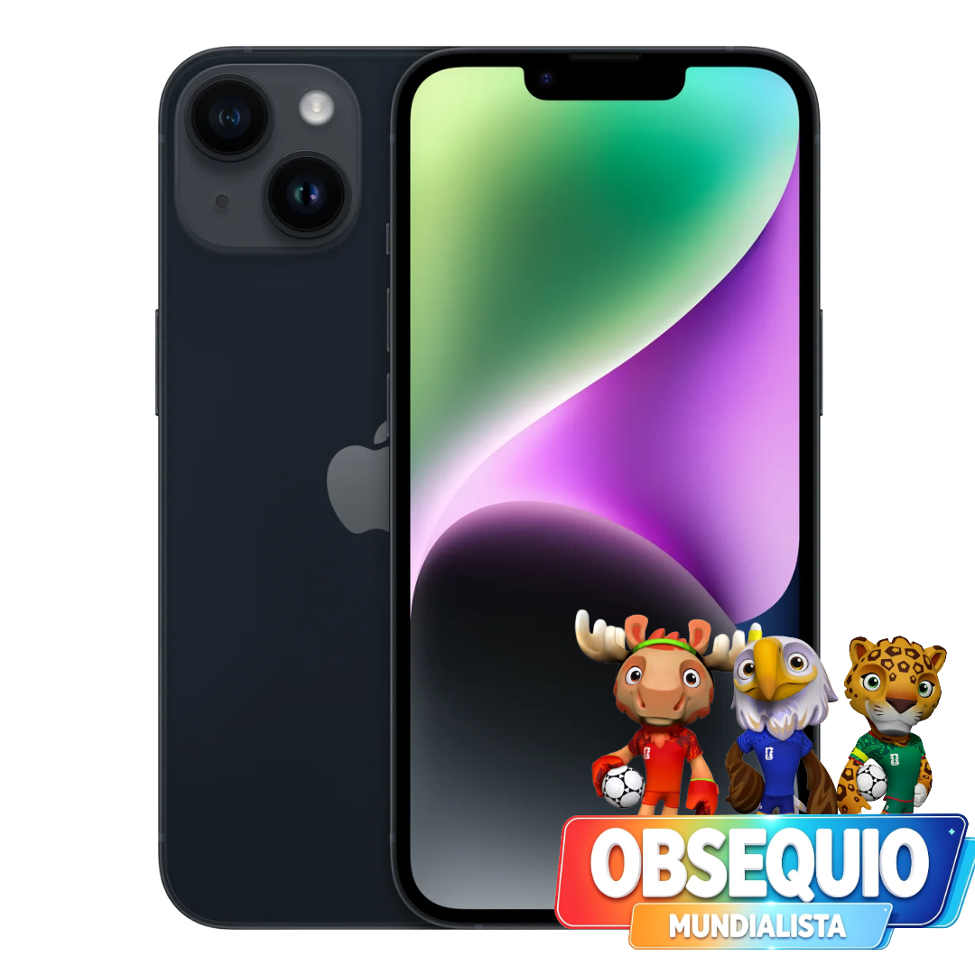 Celular iPhone 14 (128GB) + Figura Mundialista