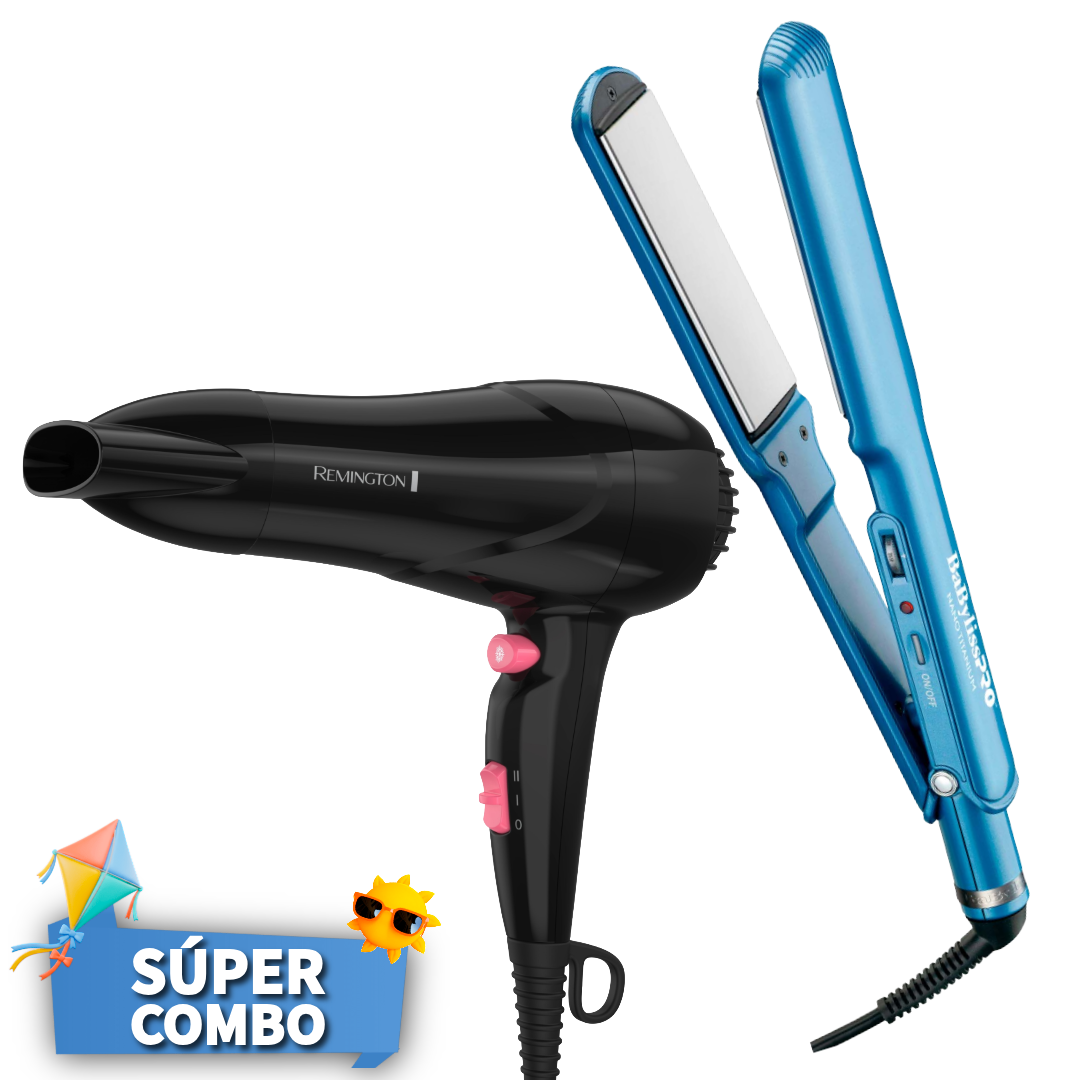 Súper Combo Belleza: Alisadora Babyliss Pro- Nano Titanio 9559 + Secador Remington - Pro Ceramic