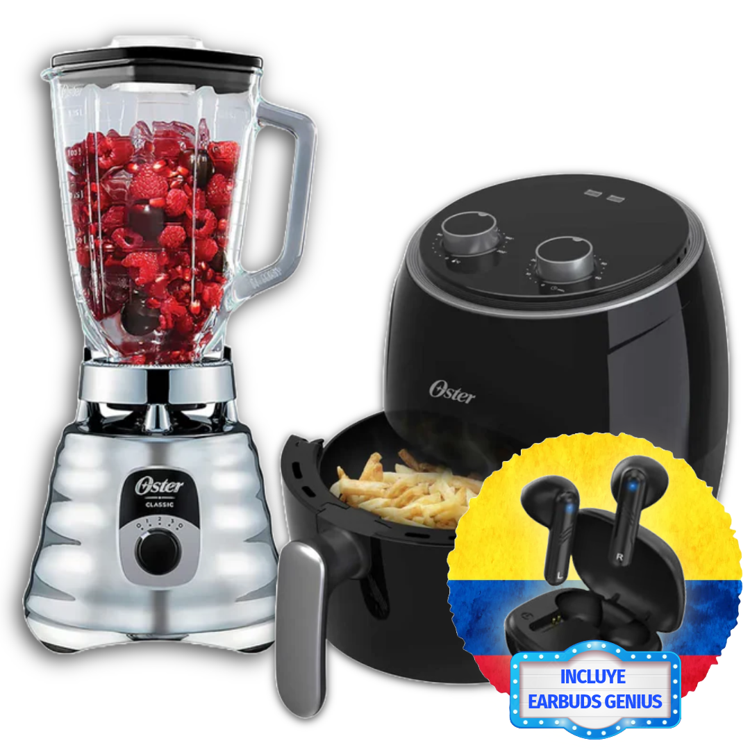 Super Combo Cocina Oster - Licuadora 4655 + Freidora 3.8 Lts + Earbuds Genius