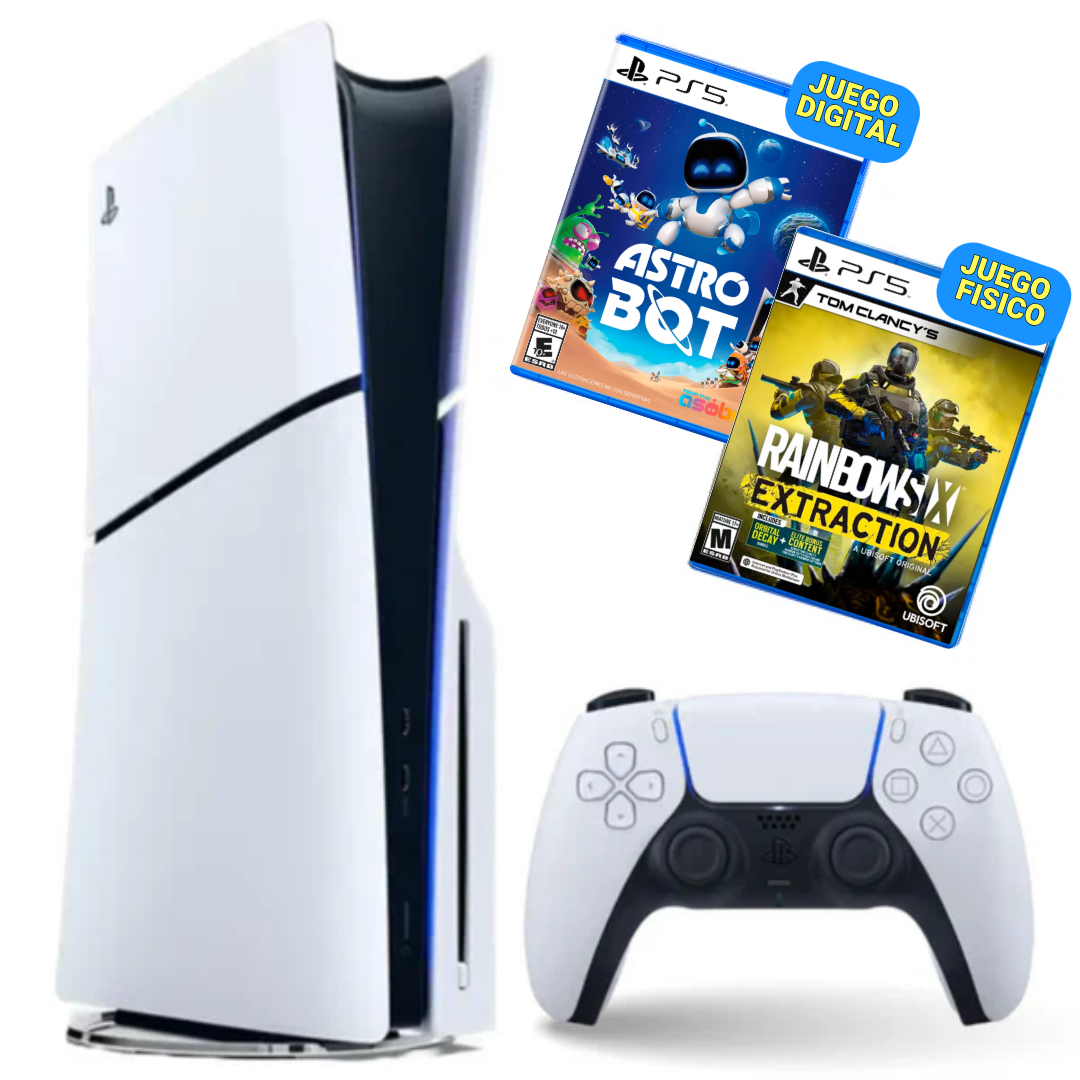 Consola PlayStation 5 Slim -  Lector de Disco + 2 Juegos
